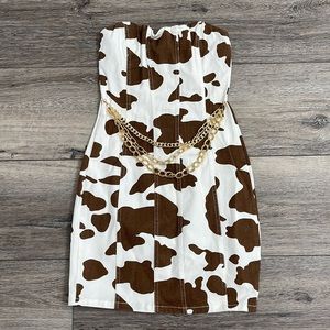 Cow print dress perfect for a Nashville trip